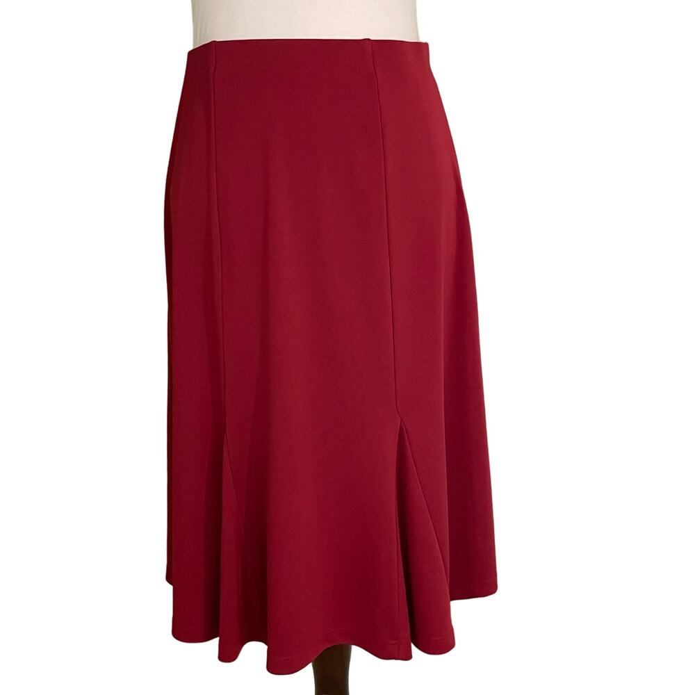 Kathie Lee Y2K Vintage Women's Skirt Pull On A Line Flare sz S Dark Cherry Red